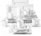 MALACASA Dinner Sets,30-Piece Square Plates and Bowls Set with 6 Piece Porcelain Dinner Plates/Dessert Plates/Soup Plates/Cups and Saucers,Plates Set for 6,Ivory White,Series Mario