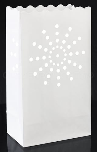 CleverDelights White Sunburst Luminary Bags - 100 Count - Wedding Party Christmas Holiday Luminaria