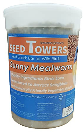 Wildlife Sciences Songbird Treats Seed Towers| 4-5 lb Large Seed Log Towers for Wild Birds (Sunny Mealworm)