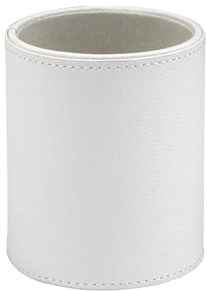 OSCO Pot à crayons en simili cuir blanc, organisateur de bureau, porte-pinceaux de maquillage, rangement de papeterie, affichage de cosmétiques, accessoires de bureau à domicile, organisateur de