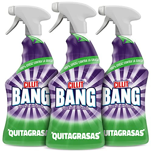 Cillit Bang Quitagrasas, potente limpiador antigrasa para cocina y exterior, formato spray - Pack de 3 x 750 ml, total 2.25 L