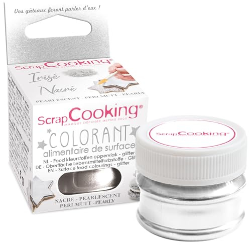 ScrapCooking - Colorants de Surface Nacré - Colorant Alimentaire Poudre Irisée Argent Clair - Pour Pâtisseries, Biscuits, Macarons, Chocolats & Pâte à Sucre - 4077