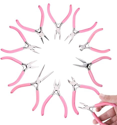 zhongko 10 Stück Schmuckzange, Zangenset Schmuck Schmuckherstellung Spitzzange Klein Drahtschneider Zange Schmuck Zange Set für Drahtarbeiten Schmuckherstellung DIY Handwerk Armbändern