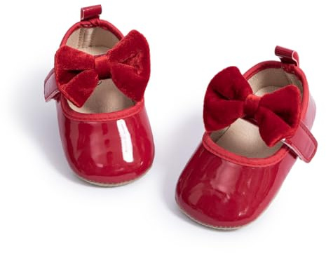 CENCIRILY Baby Girl Mary Jane Shoes Anti-Slip First Walking Bowknot Soft Sole Princess Wedding Dress Flats for 0-18 Month