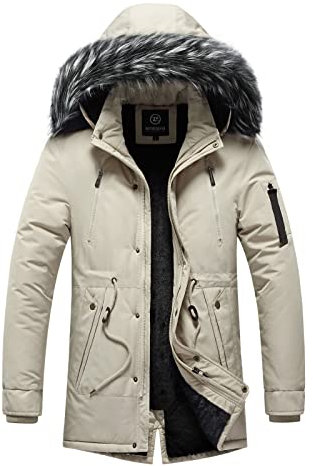 Didadihu Herren-Jacken, Atmungsaktiv Winter Jacket Männer Arbeitsjacke Skijacke Softshell Teddy Jacke Arbeitsjacke Wolljacke Schwarz Teenager,Khaki,3XL