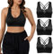 SHARICCA Damen Sport BH Gepolstert Bustier Damen BH Ohne Bügel Schultergurte Crossback Design Push up BH Gestrickte Nahtlose Sportbekleidung BH Top für Fitness Yoga Bra（Schwarz-3P01-S）