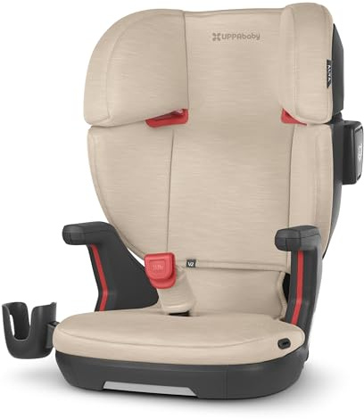 UPPAbaby Alta V2 High Back Booster Seat/Seven-Position, Active Support Headrest for Growing Children/SecureFit Integrated Belt Guide + Positioner/Cup Holder Included/Kavneer (Almond Mélange)