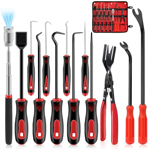 Juego de 13 herramientas de precisión con pinzas de extracción de clip, remaches, extractor, removedor de cierre magnético, raspador de juntas telescópicas para mantenimiento electrónico, herramientas