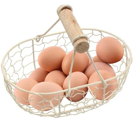 Cesta de pan, cesta de huevos de gallina, cestas de pan para servir, cesta de almacenamiento de picnic con capacidad para 12 huevos, cesta de huevos de diseño de granja con asa de natación para