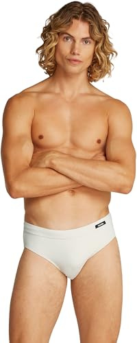 Calvin Klein Uomo Slip da Bagno Brief con Etichetta con Logo, Bianco (Chalk), M