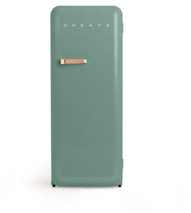 CREATE / RETRO FRIDGE 150 ROSE GOLD/Réfrigérateur vert sauger avec poignée or rose et congélateur 281L / 102W, faible consommation, 150 cm, 3 étagères, régulateur de température, 60x60x150 cm