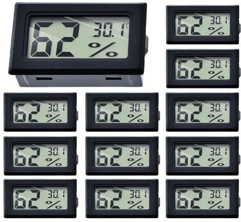WIYETY Lot de 12 thermomètres/hygromètres numériques d'intérieur avec écran LCD et écran LCD, pour la maison, le bureau, la chambre à coucher