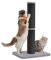 Feandrea Cat Scratching Post, 85 cm Tall Cat Scratcher for Medium and Large Cats, Furniture Scratching Deterrent Sisal Scratch Pole, Spring Pompom with Built-in Bell, Ink Black PCA041B01