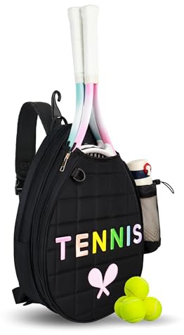 NZNDB Tennis Bags for Women Girl, Tennis Sling Crossbody Backpack, Water Resistant Tennis Bag for Pickleball, Tennis, Racketball