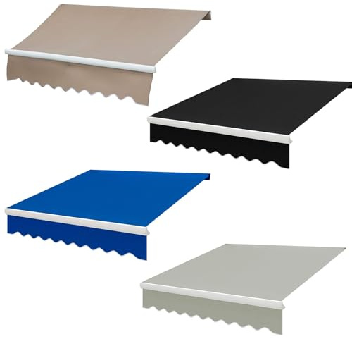 Retractable Patio Awning Canopy 13 Feet Manual Sun Shade for Deck Window Cover Outdoor Exterior Shade in Black/Grey/Blue/Brown 20x6.5ft Brown Polyester Fabric