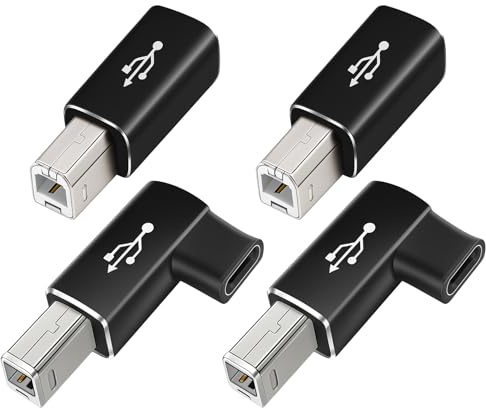 Lunpoem 4PCS Adaptateur USB C Femelle vers Imprimante Mâle, Connecteur USB Type C vers USB B, Convertisseur pour Imprimantes, Pianos Électroniques, MIDI, Compatible avec Divers Appareils