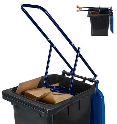 Prensa de Basura Relaxdays para contenedores, compactador de residuos domésticos, plástico, Prensa Manual, Acero, Azul