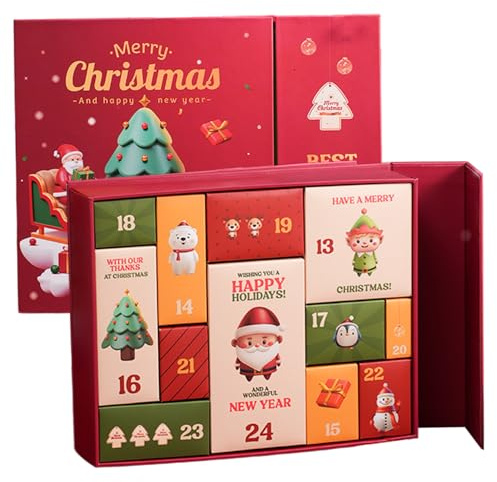 Calendari dell'Avvento vuoti da riempire Scatole del calendario dell'Avvento di Natale con conto alla rovescia di 12 giorni fai da te per decorazioni natalizie, calendario fai da te