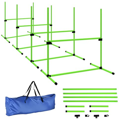 PawHut Set d'agilité 4 pièces Hauteur réglable 4 Haies Vert