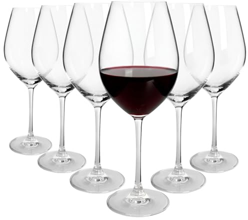 Argon Tableware Mayfair Crystal Red Wine Glasses 650ml - Pack of 6 Large Lead-Free Wine Glass Set, Tulip Bowl, Long Stem, Elegant Glassware for Home, Dining & Gifting