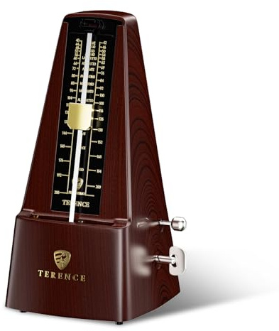 Mechanical Metronome for Piano Guitar Violin Bass Drum and Other Musical Instruments Loud Sound and High Precision Track Beat and Tempo, Portable Metronome Gift Teaching for Beginners (Wood Grain)