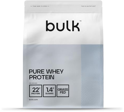 Bulk Pure Whey Proteine in Polvere | Lampone | 22g Proteine e 5g BCAA per dose | Basso contenuto di zuccheri | Supporta la crescita e il recupero muscolare | Facile da miscelare | 1kg