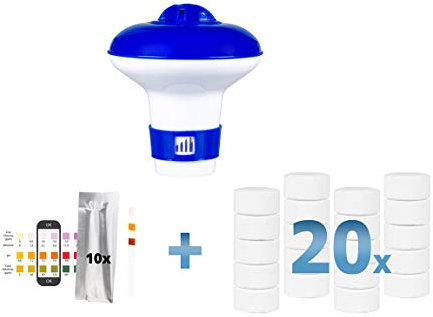 Bluewater Bromine 20 x 20g Tablets + Floating Dispenser + 10x Test Strips