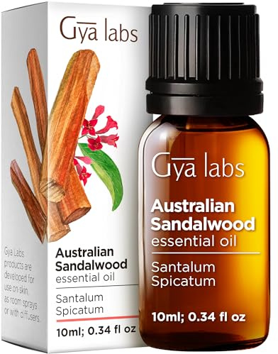 Gya Labs Ätherisches Australisches Sandelholzöl Öl für Haut und Haare - 100% Reines Natürliches Australisches Sandelholzöl für Diffusor, Aromatherapie - Warmer, Holziger Duft