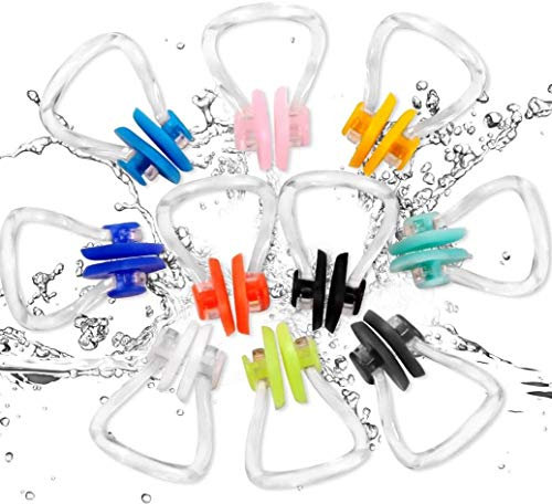 Voarge Nasenklammer Schwimmen, 10 Stück Schwimmen Nase Clip Nasenklammer für Erwachsene und Kinder Schwimmen Freitaucher und Anfänger