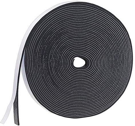 Nastro autoadesivo in schiuma, guarnizione in gomma per porte e finestre, resistente alle intemperie, anti-collisione, isolamento acustico, lunghezza totale ([12mm(B) x3mm(D) X15m(L)])