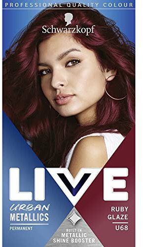 Schwarzkopf LIVE Urban Metallics Lebendige, langanhaltende, permanente rote Haarfarbe, angereichert mit Kokosöl für glänzendes Haar, Rubin-Glasur U68