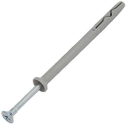 Aerzetix – C67159 – uppsättning med 50 pluggar med spik Ø 6 x 80 mm med fasad krage av polyetylen + 50 nagelskruvar Ø 3,9 x 85 mm med försänkt huvud PZ2 av stål – för inslagning – betong, tegelsten