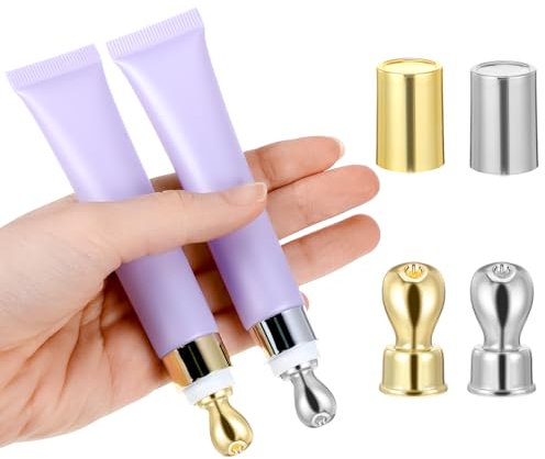 Andibro Tubos de compresión para crema de ojos, 2 tubos vacíos para brillo de labios, tubos de aceite esencial, tubos vacíos recargables, botellas de maquillaje para cosméticos, maquillaje, artículos