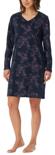 Uncover by Schiesser Damen Langarm-Nachtwäsche Nachthemd, Nachtblau_182851, 44