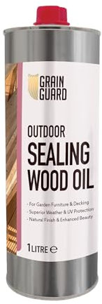 GRAIN GUARD Sealing Oil | 1 Litre | Protects Wood Against Weather & UV | For Garden Furniture & Decking | Teak Oil for All Outdoor Woods