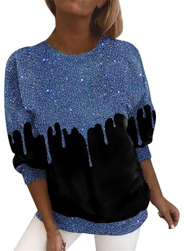 Uwdiohq Offerte A Tempo Giacca Pullover da Donna Felpa Casual alla Manica Lunga Stampata Girocollo Camicia Vita Dimagrante Maglioncino Cotone Maglia Donna Elegante Manica Lunga Miei Ordini Offerta
