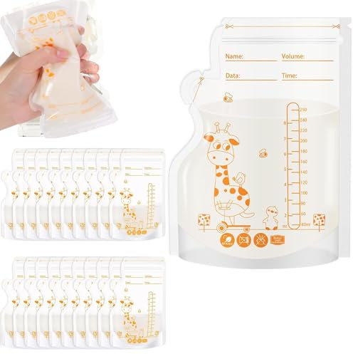 50Pcs Breast Milk Storage Bag, Temp-Sensing Milk Storing Bags, BPA Free Milk Storage Bags, Pre-Sterilized Milk Storage Bags, Easy Pour Breast Milk Storage Bag, Breastmilk Storing Bags, Orange