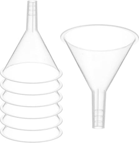PATIKIL 2.4 Inch Clear Plastic Funnel, 8 Pcs Wide Mouth Multipurpose Transfer Funnel with Long Spout for Filling Water Bottle Liquid Lab Spices Powder