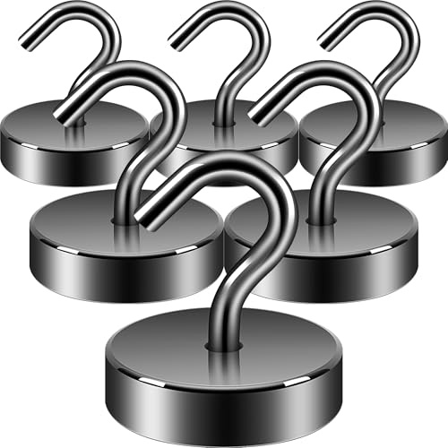 Neosmuk Magnetic Hooks Steel Tube Design for Cruise,30kg+ Gunmetal,6 Pack | Cruise Ship Essentials,Heavy Duty Magnett Hooks for Cabins, Refrigerator, Grill, Hanging, and Travel Extra Strong Must-Haves