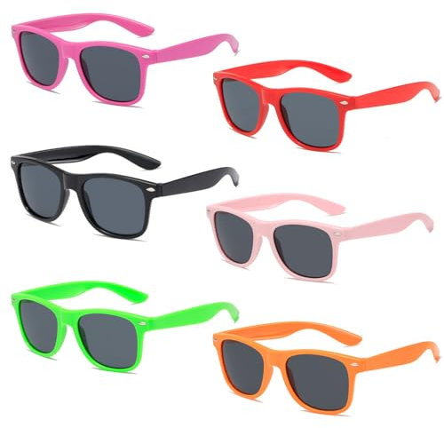 6 Stück Polarisierte Kinder-Sonnenbrillen, schützende Retro-Kinderbrillen, Mode Bequeme Sonnenbrille, Sonnenbrillen für Teenager, Mädchen, für Kinder, Strand, Schule, Einkaufen
