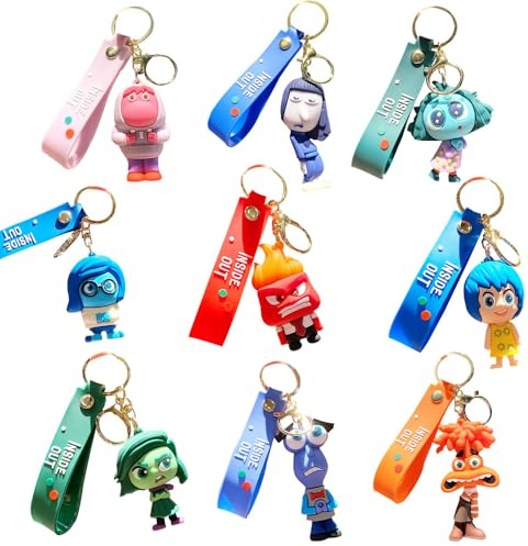 Inside Out Cartoon Design Decorative Keychain, Backpack Schoolbag Decoration Pendant, Birthday and Christmas Gift