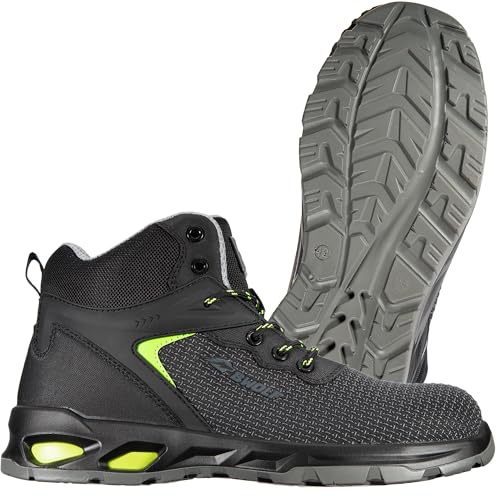 BWOLF Skyler HIS3S Zapatos de Seguridad para Hombre Altos S3, Impermeables, 4 x 4 Grip Tech, Suela Ergo, ESD, Negro, 42 EU