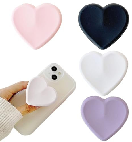 LQIOACU 4 Piezas Soporte Magnético Agarre Amor Corazón Vidrio Soporte Expandibles Base Phone Móvil Smartphone para Teléfonos Móviles Tabletas Selfies Videos