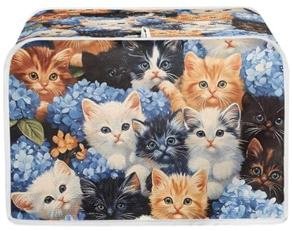 STUOARTE Kattblomma tryckt brödrost skydd 4 skivor, tvättbart brödrost dammskydd kök liten apparat skydd fingeravtryck och dammskydd för 2-skivor brödmaskin