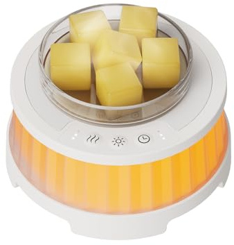 Calentador de cera, Calentador de tazas con 7 colores LED de luz, Panel calefactor PTC, Ajuste de tres velocidades, Dispositivo de cera caliente para cera aromática para regalos y decoración (Blanco)