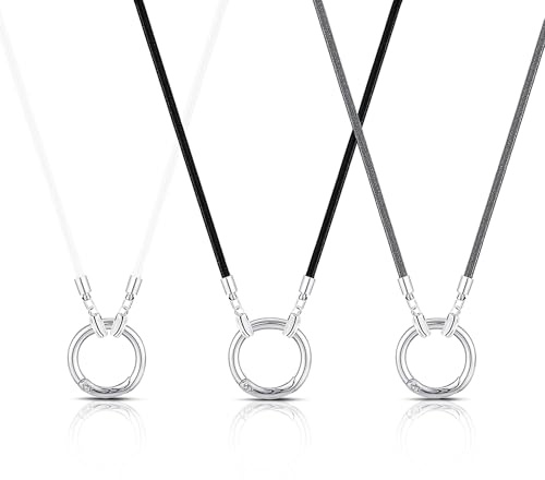 Junkin 3 Pcs Eyeglass Holder Necklace Ring Glasses Holder Strap Chain Loop Ring Reading Sunglasses Necklace for Women Men(Black,White,Gray)