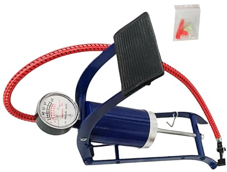 Fotpump, cykelpump med manometer, luftpump, bärbar däckpump för