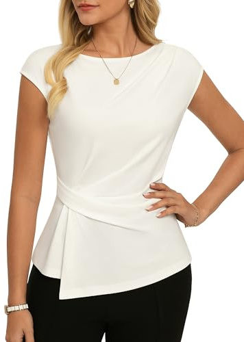 GRACE KARIN Femme T-Shirt D'Été Chemisier Élégant À Manches Papillon, Chemise Cintrée, Chemisier Cache-Cœur Hauts