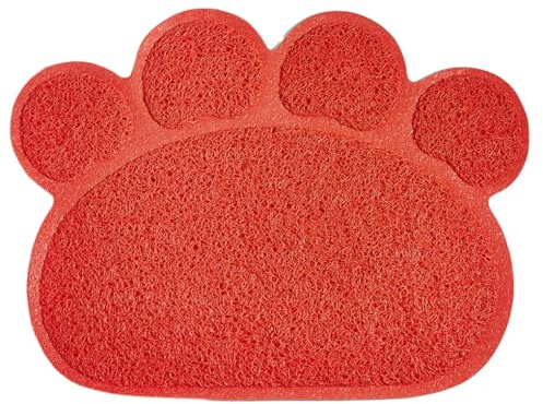 QUXVUIS Di adiós a la Basura, Alfombrilla para Caja de Arena, Resistente a los arañazos, Resistente desgarros y al Desgaste, Hecha de PVC, Alfombrilla para atrapar Basura, Rojo