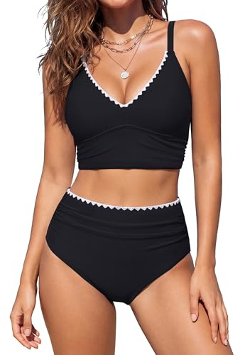 BMJL Women's High Waisted Bikini Sets Tummy Control Swimsuits Two Piece Bathing Suit Cute Swim Suits 2026 (Medium, Black)